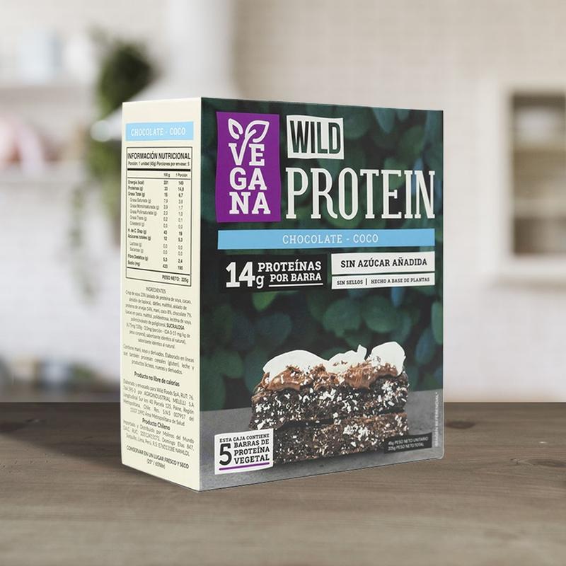 Wild Protein caja 5 unidades sabor Chocolate Coco Vegana